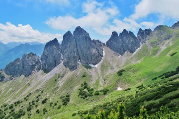 Naklejka premium Bergwanderung mit Gipfelpanorama, Liechtenstein