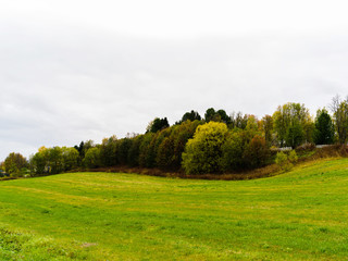 Horizontal danish field hills with white sky background backdrop