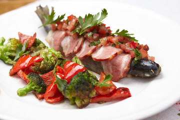 fish in the bacon