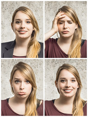Verschiedene Portraits einer blonden Frau