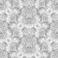Vector Seamless Monochrome Ornate Pattern