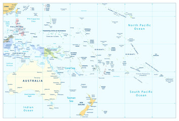 Australia and Oceania detailed political map