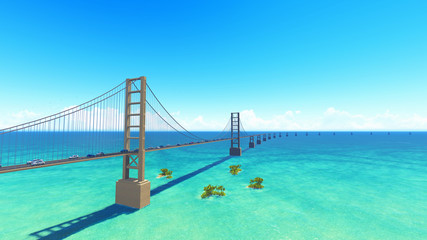 Big Bridge sea 3D rendering