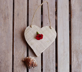 Pretty wooden heart and shell 