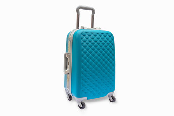 Suitcases cyan, isolated, with clipping path.