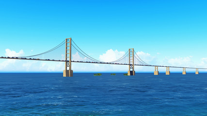 Fototapeta na wymiar Big Bridge sea 3D rendering
