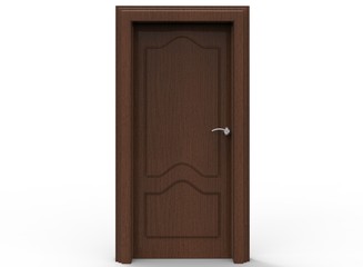 3d illustration of wooden door. icon for game web. white background isolated. 