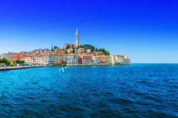 Fototapeta na wymiar Panorama ancient town on the Adriatic Sea. Terracotta roo