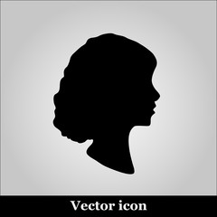 Black and White Illustration of a Cameo Featuring the Silhouette of a Woman