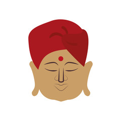 Indian culture concept represented by cartoon man head icon. Isolated and flat illustration 