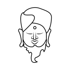 Indian culture concept represented by cartoon man head icon. Isolated and flat illustration 