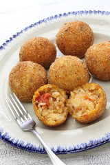 arancini di riso, fried risotto rice balls, italian sicilian food