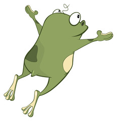 Illustration of a Cute Green Frog. Cartoon Character