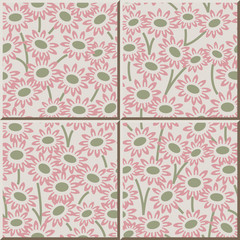 Ceramic tile pattern 310_garden pink daisy flower
