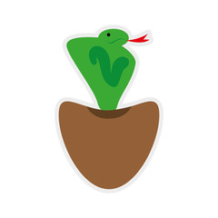 Indian culture concept represented by green snake icon. Isolated and flat illustration 