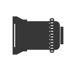 Gadget concept represented by silhouette of camera lens icon. Isolated and flat illustration 