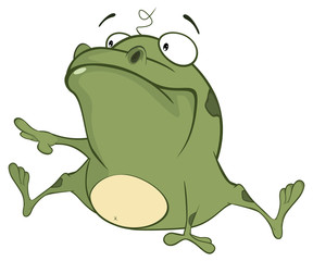Obraz premium Illustration of a Cute Green Frog. Cartoon Character 