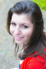 .Beautiful brunette outdoors portrait