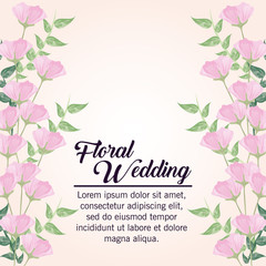 Fototapeta na wymiar Floral wedding represented by flowers icon over pastel pink background. Colorfull and drawing illustration