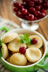 Cherry dumplings with mint