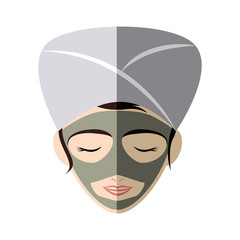 Spa center concept represented by woman cartoon with towel and face mask icon. Isolated and flat illustration 