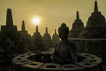 Borobudur Temple with sunrise, Yogyakarta, Java, Indonesia