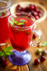 cold compote of red ripe cherries