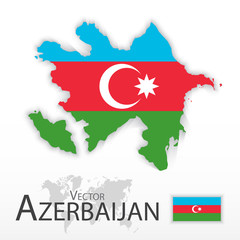 Azerbaijan ( Republic of Azerbaijan ) ( flag and map ) ( transportation and tourism concept )