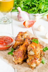 Spicy chicken wings with ketchup