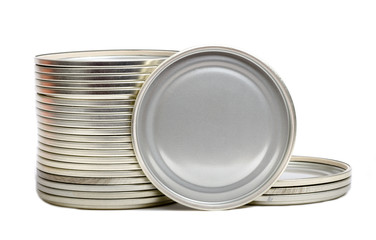 Covers for cans for home canning on white