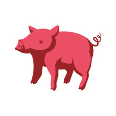 Animal farm concept represented by pig icon. Isolated and flat illustration 