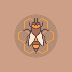 Bee and honeycomb flat icon