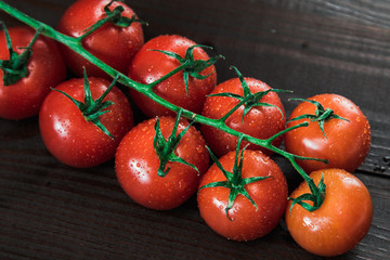 Fresh Italian food on wooden background.