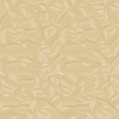 Soft seamless wavy pattern. Monochrome background. Light yellow beige colors. Abstract wallpaper with leaves. Waves texture. Vector illustration. 