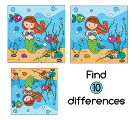 Find the differences educational children game. Kids activity sheet