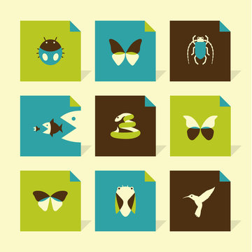 Vector Flat Icons Set - Animals

