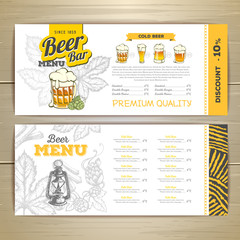 Beer bar menu design.
