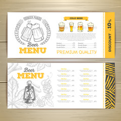 Beer  bar menu design.