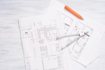 House plan and big house. Architecture concept.