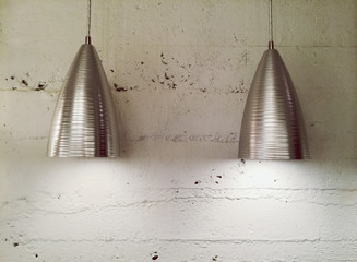 Two modern metal lamps