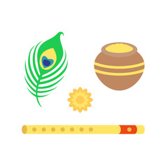 Krishna symbol set isolated on white background. Art vector illustration.