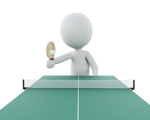 3d White people playing ping pong.
