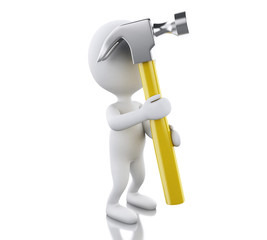 3d White people holding a hammer.