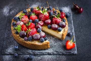 cheesecake with fresh summer berries