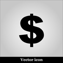Us dollar icon on grey background