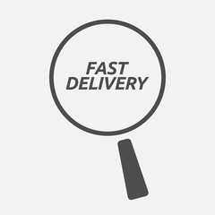 Isolated magnifying glass icon focusing  the text FAST DELIVERY