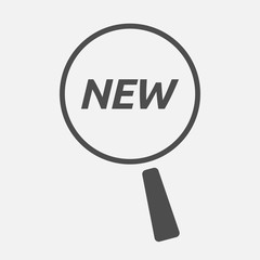 Isolated magnifying glass icon focusing    the text NEW