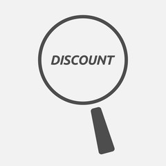 Isolated magnifying glass icon focusing    the text DISCOUNT