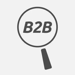 Isolated magnifying glass icon focusing    the text B2B