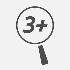 Isolated magnifying glass icon focusing    the text 3+